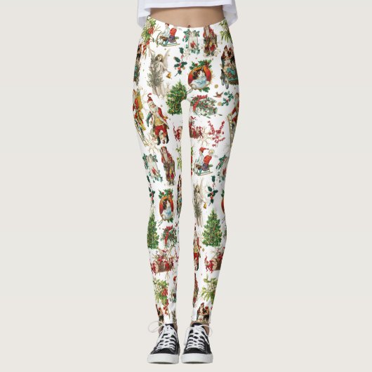 Vintag Retro Weihnachtsfest Leggings (Vorderseite)