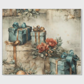 Vintag Retro Weihnachtsgeschenk Muster Geschenkpapier (Flach)