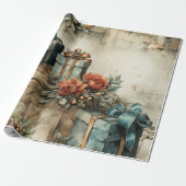Vintag Retro Weihnachtsgeschenk Muster Geschenkpapier (Ungerollt)