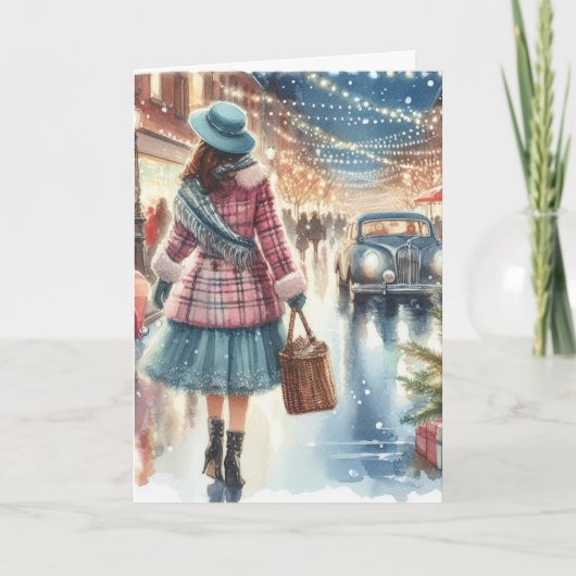 Vintag Retro Weihnachtskarte Feiertagskarte (Vorderseite)