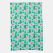 Vintag Retro Weihnachtsmann auf Aqua Geschirrtuch (Vertikal)