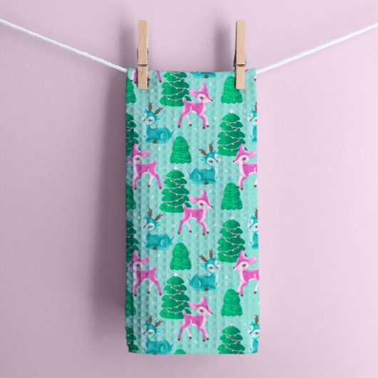 Vintag Retro Weihnachtsmann auf Aqua Geschirrtuch