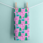 Vintag Retro Weihnachtsmann auf Rosa Geschirrtuch