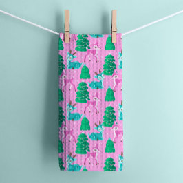 Vintag Retro Weihnachtsmann auf Rosa Geschirrtuch