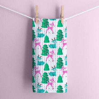 Vintag Retro Weihnachtsmann auf Weiß Geschirrtuch