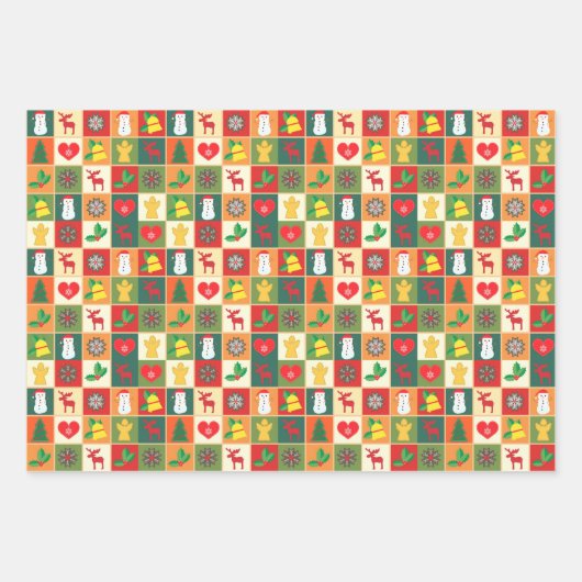 Vintag Retro Weihnachtsmuster Geschenkpapier Set (Vorderseite 2)