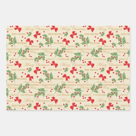 Vintag Retro Weihnachtsmuster Geschenkpapier Set (Vorderseite)