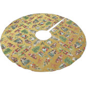 Vintag Retro Weihnachtsmuster Gold Polyester Weihnachtsbaumdecke (Schrägansicht)