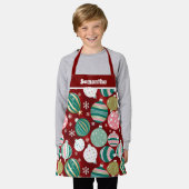 Vintag Retro Weihnachtsschmuck Schneeflocken Kinde Schürze (Getragen)