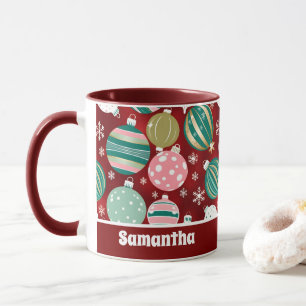Vintag Retro Weihnachtsschmuck und Schneeflocken Tasse