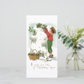 Vintag Retro Weihnachtsschneemann Winterlandschaft Feiertagskarte (Stehend Vorderseite)