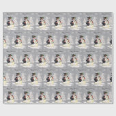 Vintag Retro Weihnachtsschneemann Winterlandschaft Geschenkpapier (Flach)