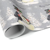 Vintag Retro Weihnachtsschneemann Winterlandschaft Geschenkpapier (Rolleneckpunkt)