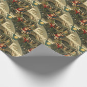 Vintag Retro Weihnachtszug Kunst Geschenkpapier (Ecke)