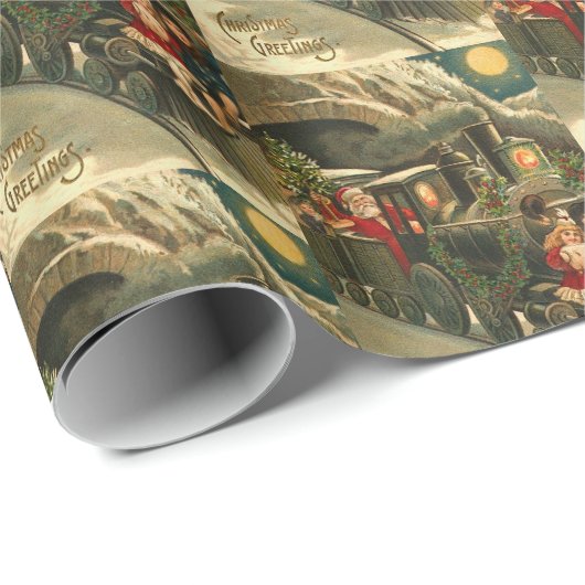 Vintag Retro Weihnachtszug Kunst Geschenkpapier (Rolleneckpunkt)