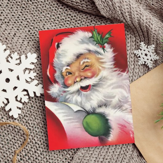 Vintag Retro Winking Santa Claus Karte