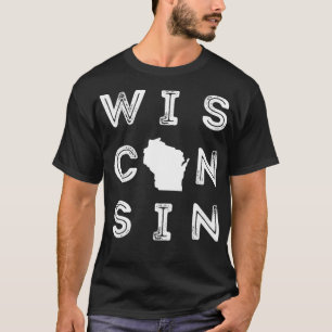 Vintag Retro Wisconsin Zuhause Staat Midwest Up No T-Shirt