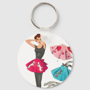 Vintag Retro Women 50er Fashion Poodle Skirt Schür Schlüsselanhänger