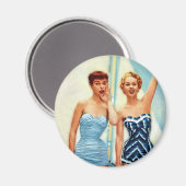 Vintag Retro Women 60er Swimwear Surfs Up! Magnet (Vorderseite/Rückseite)
