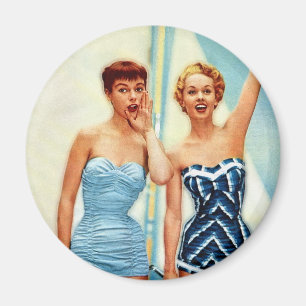Vintag Retro Women 60er Swimwear Surfs Up! Magnet