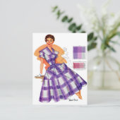 Vintag Retro Women Fashion Frock Karierte Werbung Postkarte (Stehend Vorderseite)