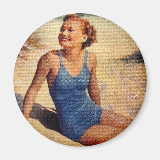 Vintag Retro Women Forties Swim Anzug Beauty Magnet (Vorne)