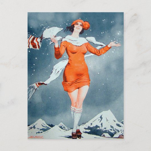 Vintag Retro Women French Vie Parisienne Postkarte (Vorderseite)