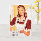 Vintag Retro Women Kitsch 50er Kitchen Magie Karte (Gelbe Blume)