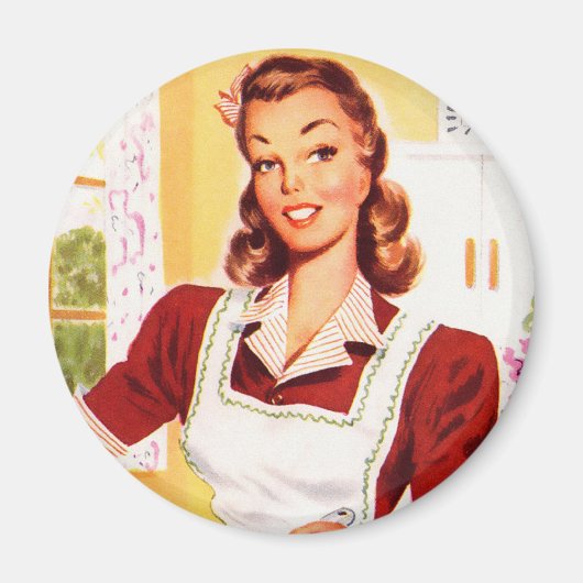 Vintag Retro Women Kitsch 50er Kitchen Magie Magnet (Vorne)