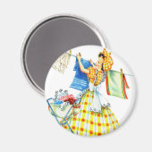 Vintag Retro Women Kitsch Wäschetag Magnet (Vorderseite/Rückseite)