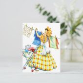 Vintag Retro Women Kitsch Wäschetag Postkarte (Stehend Vorderseite)
