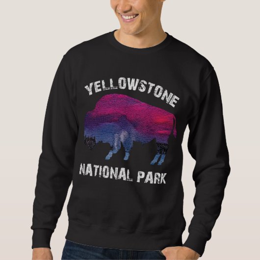 Vintag Retro Yellowstone Nationalpark Bison Sweatshirt (Vorderseite)