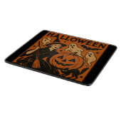 Vintag/Retrokatze, Gespenst, Kürbis & Hexe Schneidebrett (Ecke)