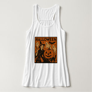 Vintag/Retrokatze, Gespenst, Kürbis & Hexe Tank Top
