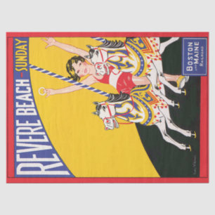 Vintag Revere Beach Carousel Poster Nostalgic Pat Seidenpapier