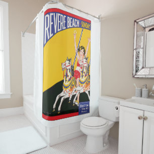 Vintag Revere Beach Carousel Poster Nostalgie Duschvorhang