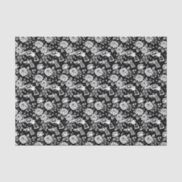 Vintag Revolver Blumendarstellung Schwarz-weiß Seidenpapier