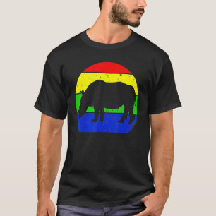 Vintag Rhino Retro Rhino Tierische Silhouette 60er T-Shirt