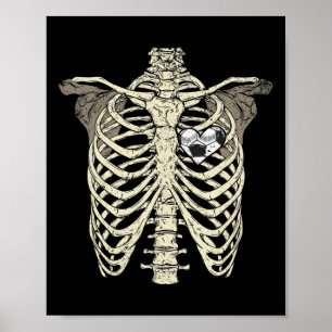 Vintag Rib Cage Herzsoccer Halloween Soccer Lov Poster