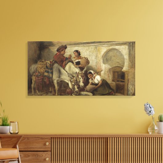 Vintag Richard Ansdell am Brunnen Leinwanddruck (Insitu (Wohnzimmer))