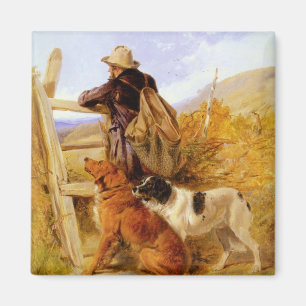 Vintag Richard Ansdell The Gamekeeper Hunde Golden Magnet