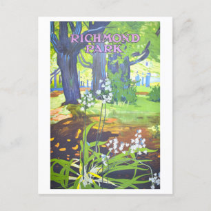 Vintag Richmond Park England Travel Poster Postkarte