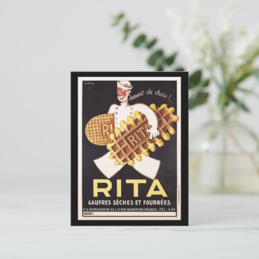 Vintag Rita Biscuit Ad Postkarte (Stehend Vorderseite)