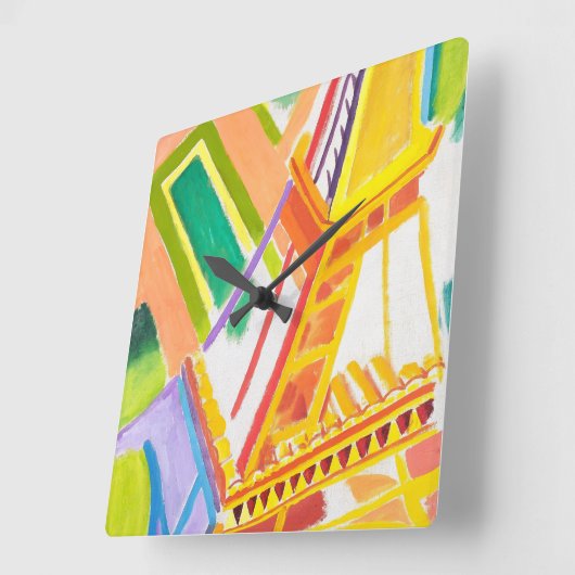 Vintag Robert Delaunays Eiffelturmkunst Quadratische Wanduhr (Winkel)
