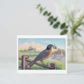 Vintag Robin Birthday Postcard Postkarte (Stehend Vorderseite)