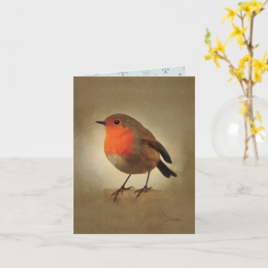 Vintag Robin Christmas Karte (Gelbe Blume)