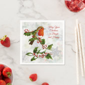 Vintag Robin, Holly, Schneeflocke Serviette (Beispiel)