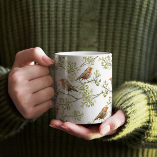 Vintag Robin Readbrust Art Pattern Kaffeetasse