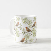 Vintag Robin Readbrust Art Pattern Kaffeetasse (Vorderseite Links)
