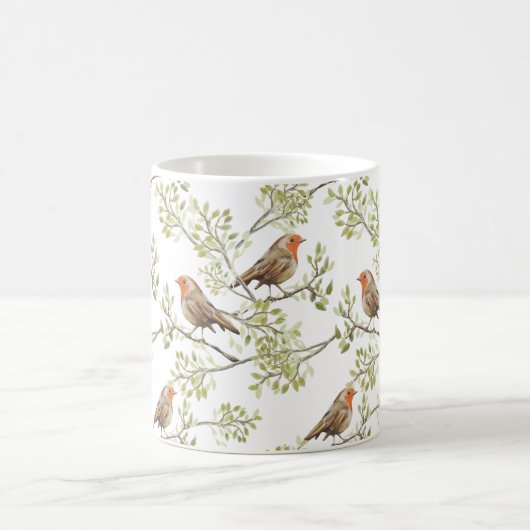 Vintag Robin Readbrust Art Pattern Kaffeetasse (Mittel)